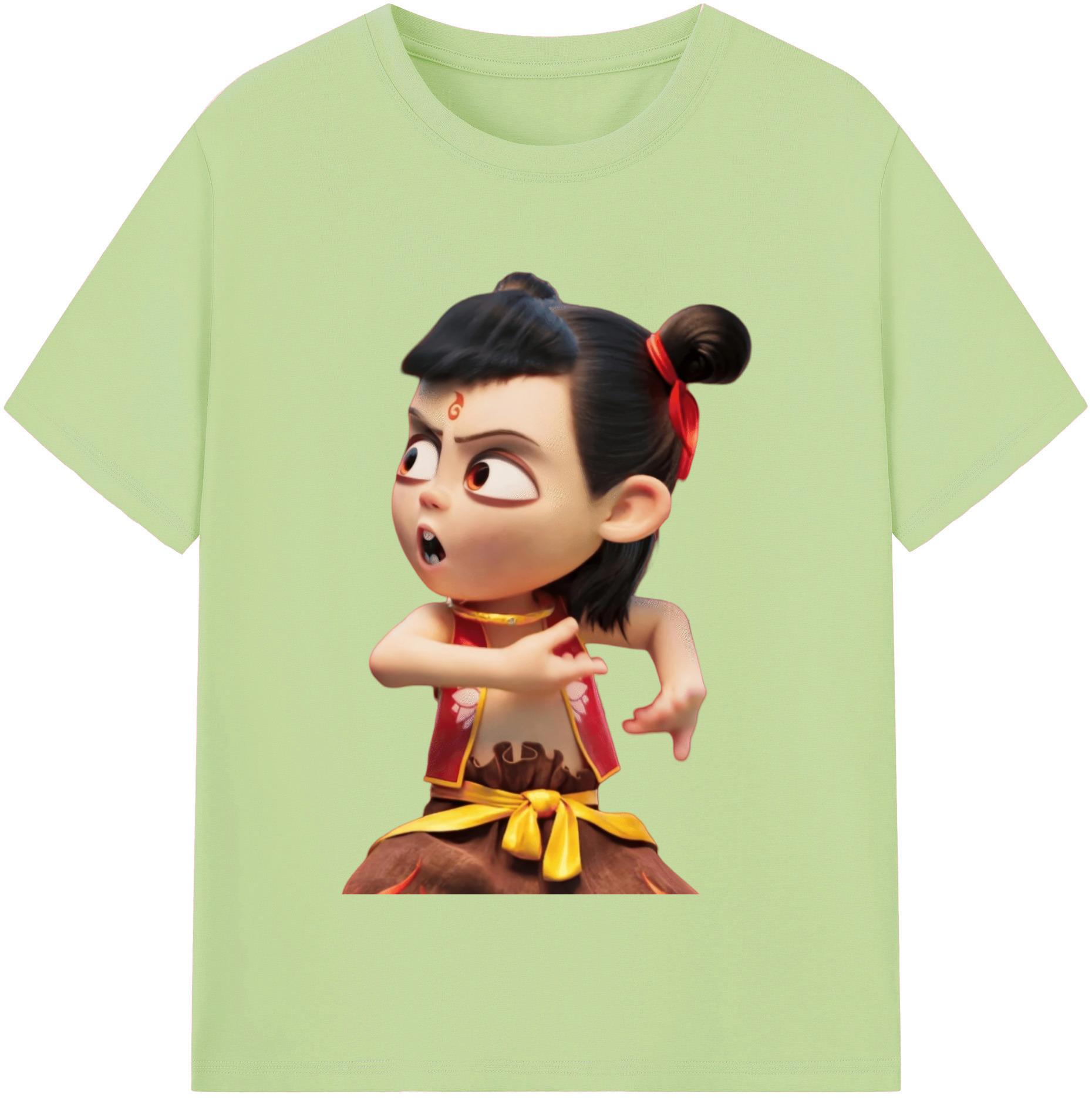 （画像用） Ne Zha 2 ナタ 魔童の大暴れ 綿100％半袖Tシャツ（フロントプリント）